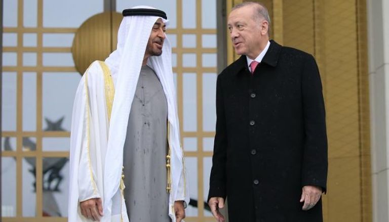 جانب من استقبال أردوغان للشيخ محمد بن زايد في أنقرة