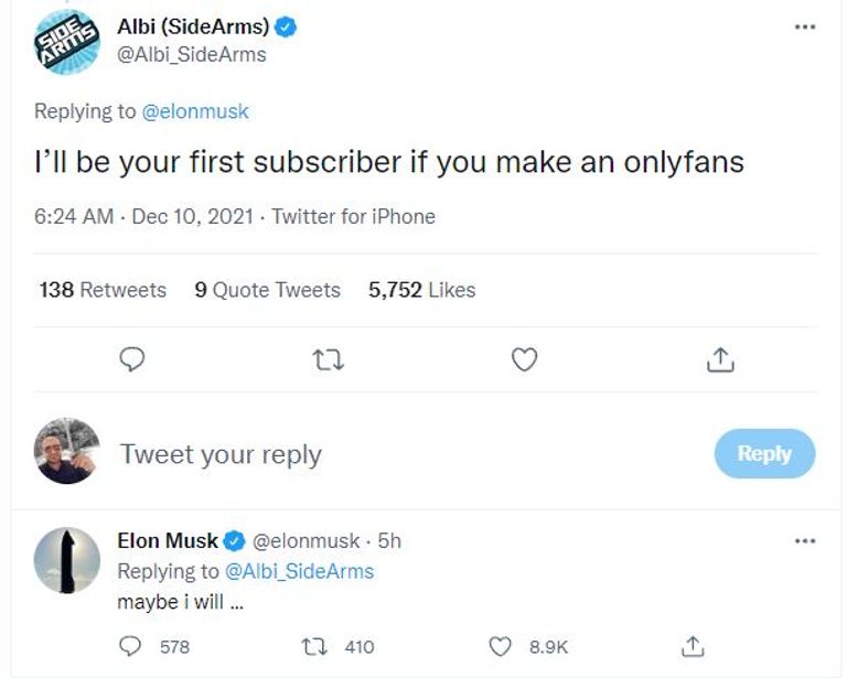 إيلون ماسك يرد على أحد متابعيه إيلون ماسك الرئيس التنفيذي لشركة تسلا