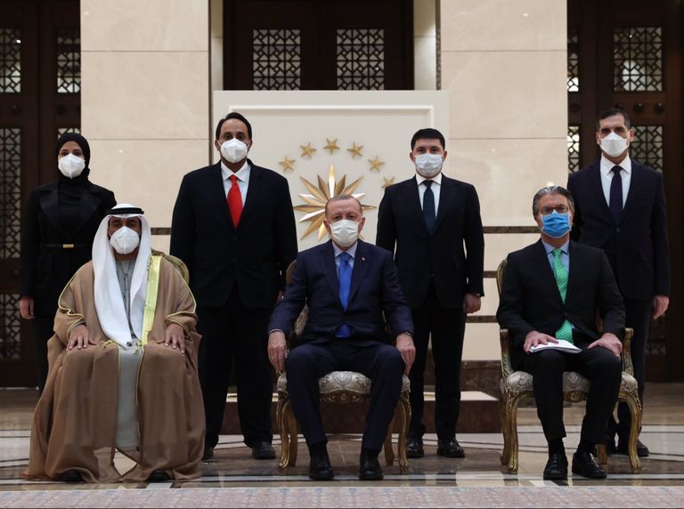 جانب من لقاء الرئيس التركي والسفير الإماراتي لدى أنقرة