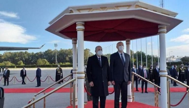استقبال الرئيس التونسي قيس سعيد لنظيره الجزائري عبد المجيد تبون