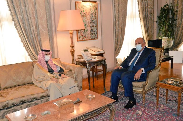 جانب من اللقاء بين وزيري خارجية مصر والسعودية