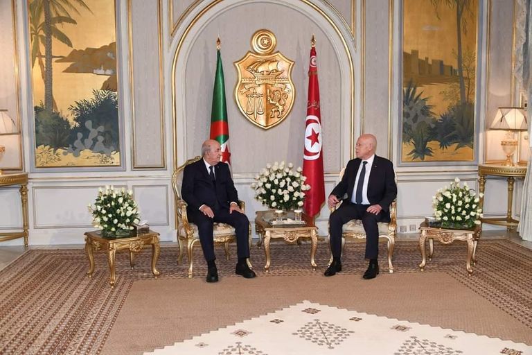 القمة الجزائرية التونسية مراسم استقبال الرئيس التونسي قيس سعيد لنظيره الجزائري عبد المجيد تبون