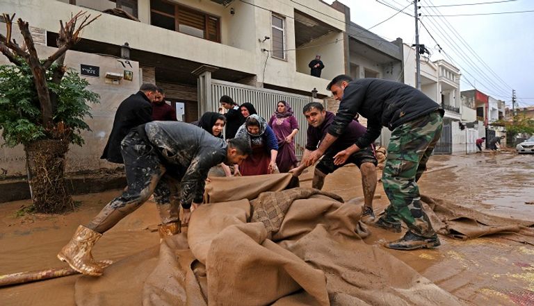فيضانات تجتاح أربيل بكردستان العراق