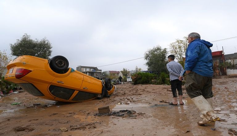 فيضانات تجتاح أربيل بكردستان العراق