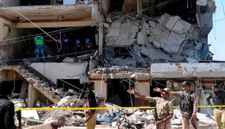 مبنى مدمر جراء انفجار للغاز بباكستان- أرشيفية