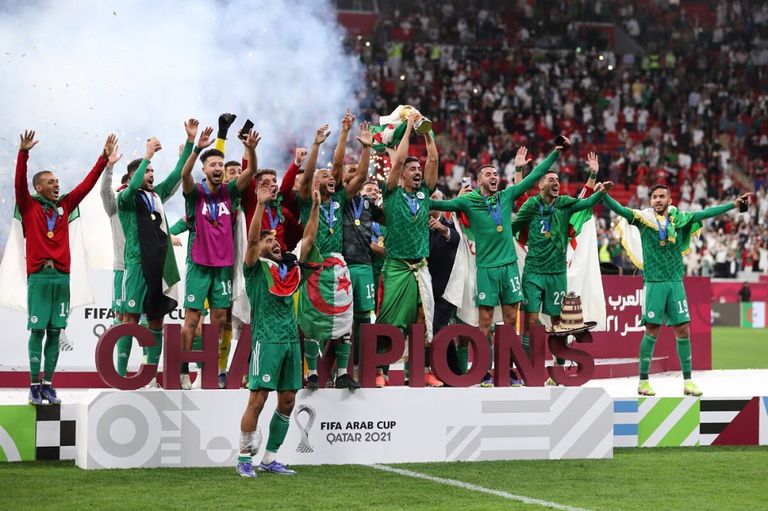 منتخب الجزائر بطل كأس العرب 2021 جمال بلماضي مدرب منتخب الجزائر