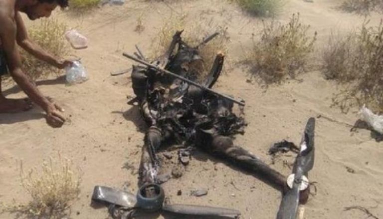طائرة رجوم حوثية أسقطت في وقت سابق باليمن