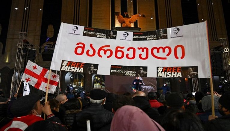 جانب من المظاهرات التي تشهدها جورجيا-أ.ف.ب