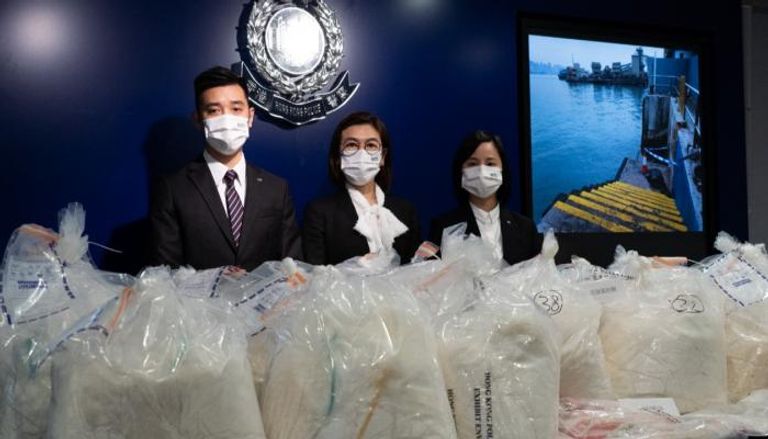 شرطة هونج كونج والمخدرات المضبوطة