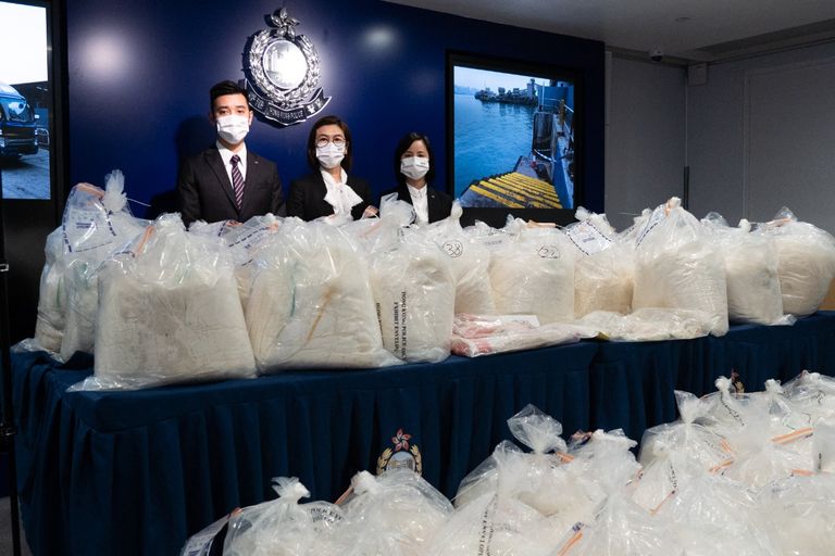 شرطة هونج كونج والمخدرات المضبوطة