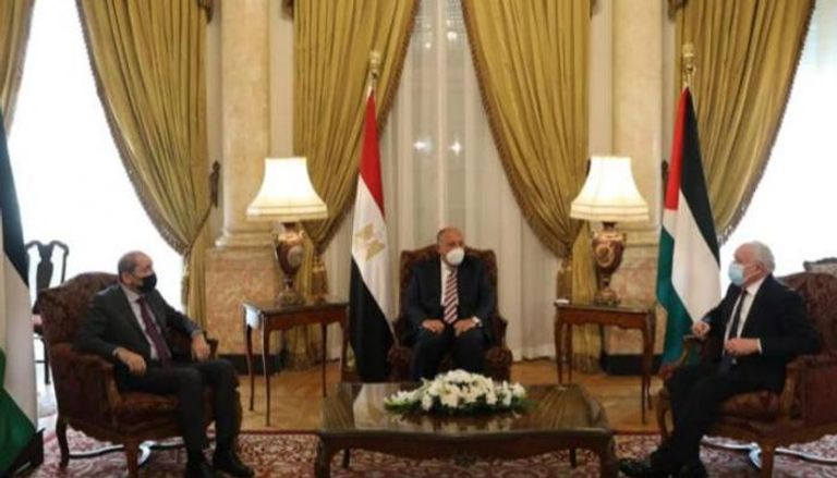 وزراء خارجية مصر والأردن وفلسطين خلال اجتماع سابق