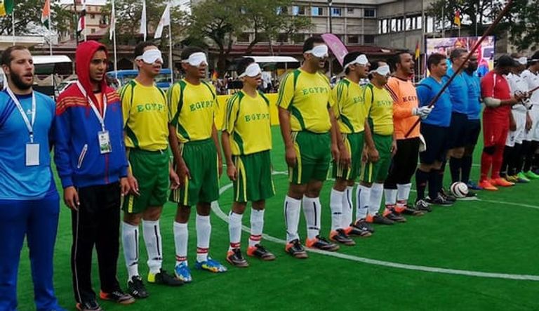 منتخب مصر لكرة القدم للمكفوفين بقيادة علي أبو النصر من مباريات المكفوفين