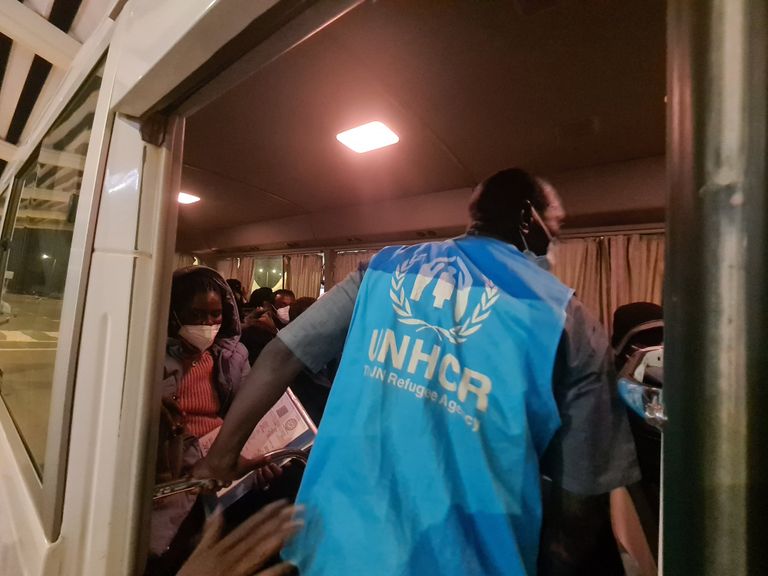 جانب من وصول طالبي اللجوءإلى نيامي