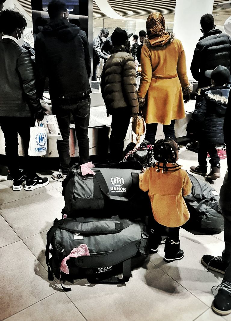 جانب من وصول طالبي اللجوءإلى نيامي