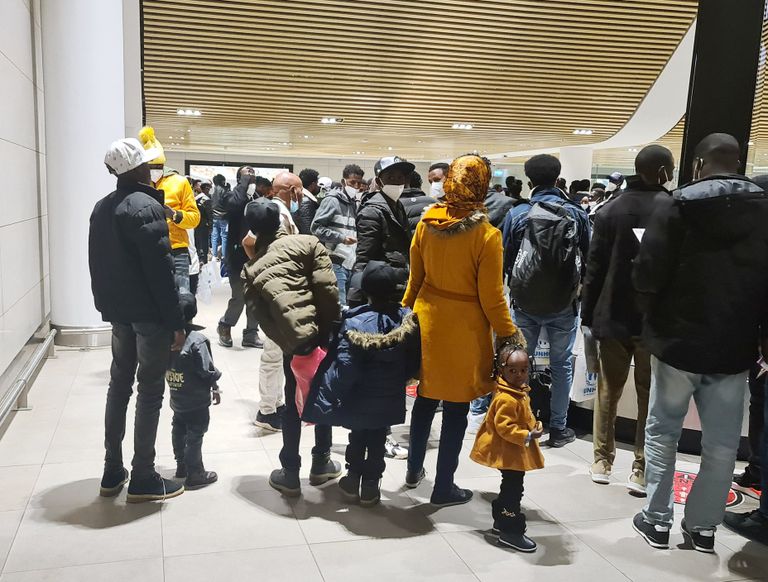 جانب من وصول طالبي اللجوءإلى نيامي