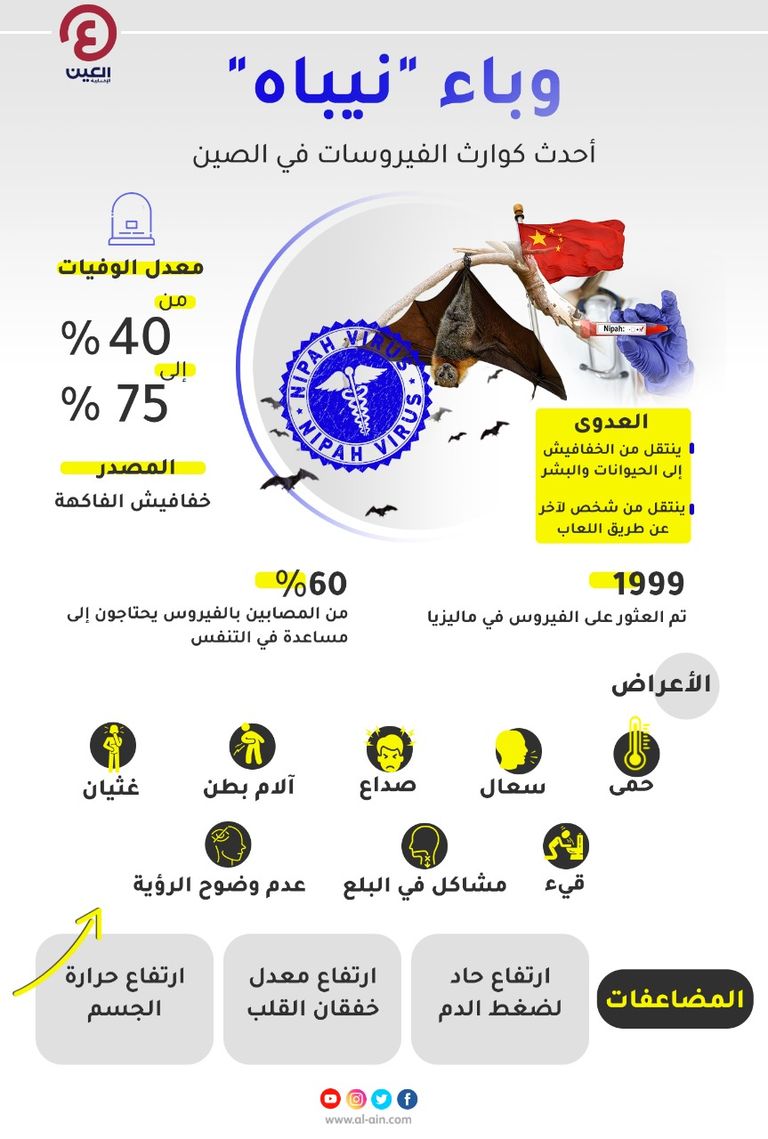 إنفوجراف "العين الإخبارية" يوضح المزيد عن "وباء نيباه"
