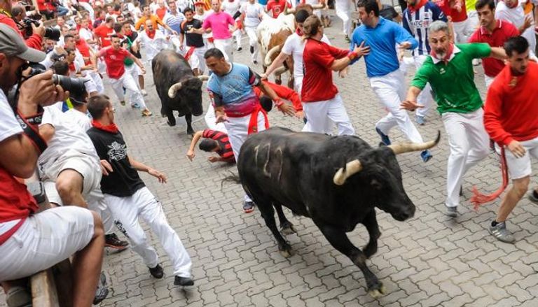 مهرجان سان فيرمين لركض الثيران في إسبانيا (صورة أرشيفية)