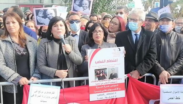 عبير موسي في مسيرة احتجاجية ضد الإخوان- أرشيفية