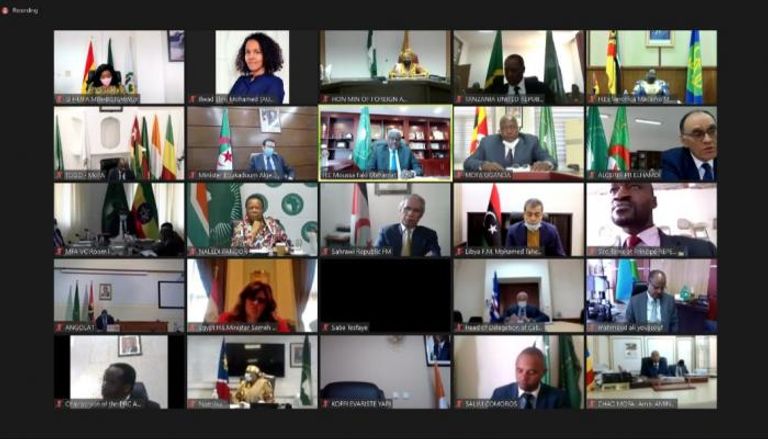 جانب من الاجتماع الافتراضي للمجلس التنفيذي للاتحاد الأفريقي