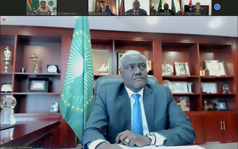 جانب من الاجتماع الافتراضي للمجلس التنفيذي للاتحاد الأفريقي