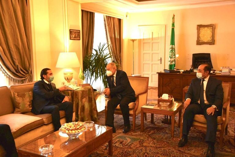 جانب من لقاء أبو الغيط والحريري