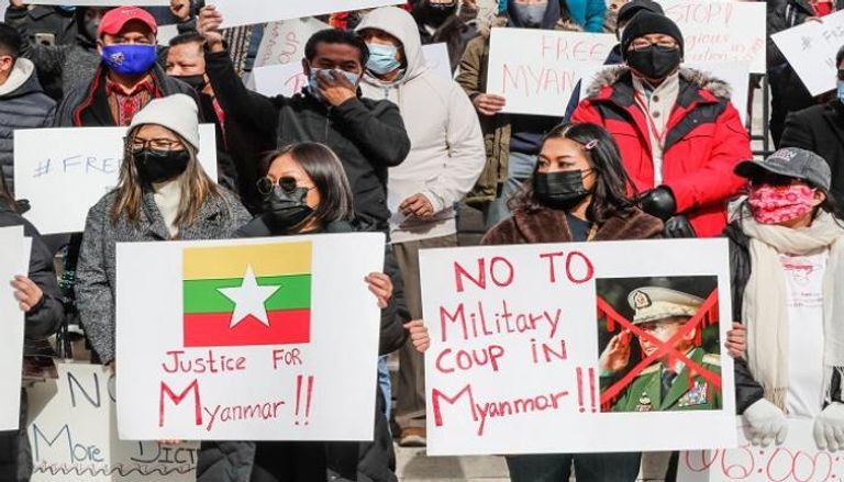 وقفة احتجاجية ضد الانقلاب العسكري في ميانمار