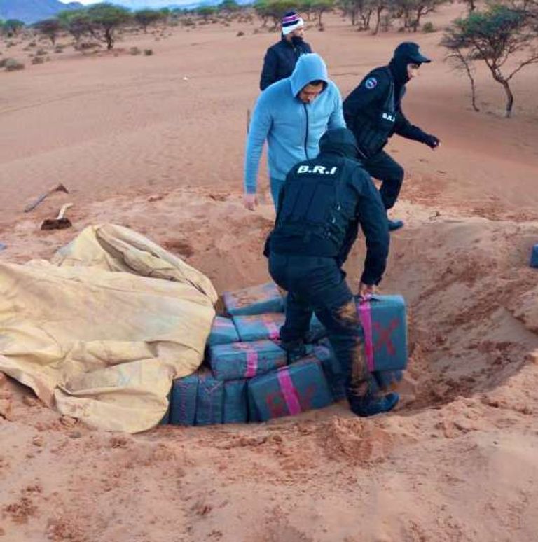 جانب من شحنة المخدرات المضبوطة في المغرب
