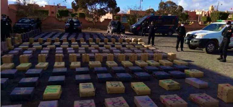 جانب من شحنة المخدرات المضبوطة في المغرب