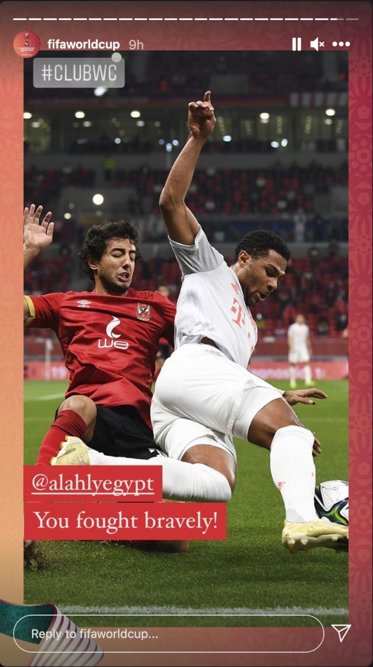 تعليق الفيفا على أداء الأهلي أمام بايرن من مباراة الأهلي وبايرن ميونيخ