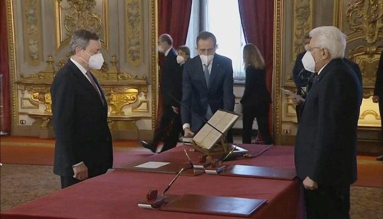  ماريو دراجي يؤدي اليمين الدستورية رئيسا للحكومة الإيطالية الجديدة