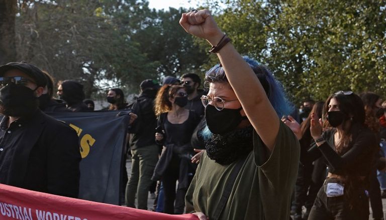 جانب من المظاهرات التي شهدتها نيقوسيا ضد الفساد الحكومة وقيود كورونا- أ.ف.ب