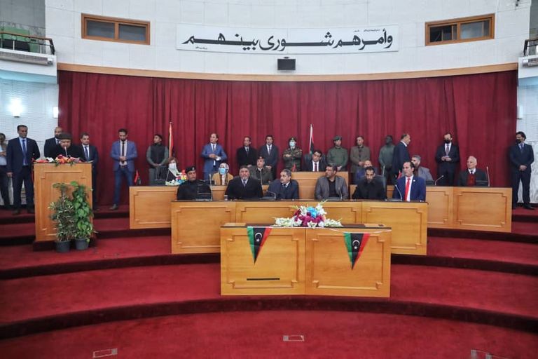 جانب من لقاء المنفي وصالح - المركز الإعلامي لمجلس النواب الليبي