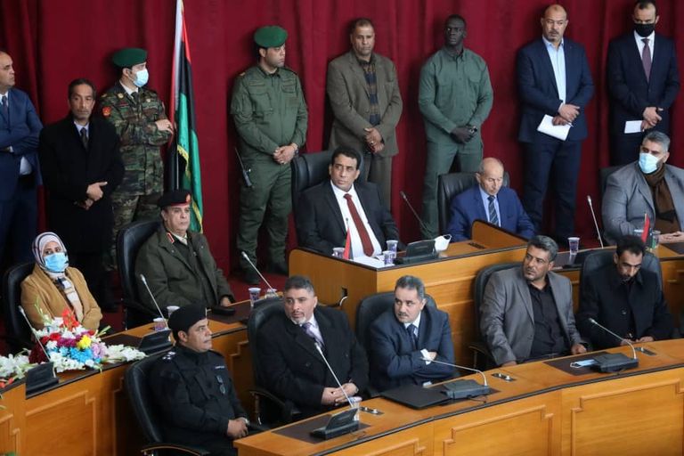 جانب من لقاء المنفي وصالح - المركز الإعلامي لمجلس النواب الليبي