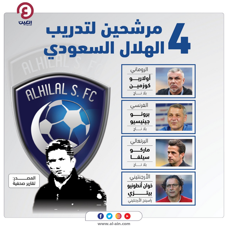  4 مرشحين لتدريب الهلال السعودي