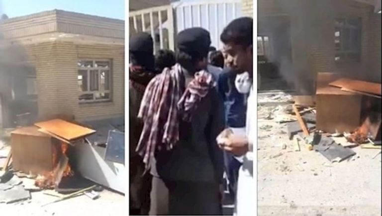 إحراق سيارة شرطة في مدينة سراوان الإيرانية