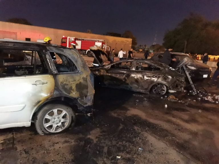 آثار قصف سابق على المنطقة الخضراء في بغداد