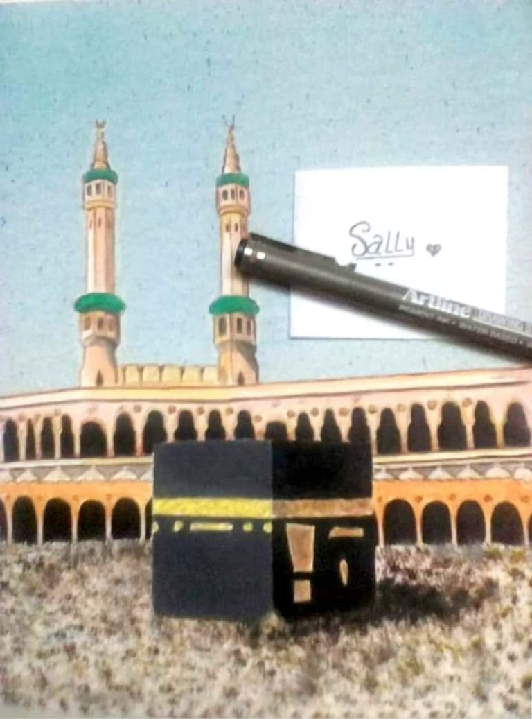 لوحة الكعبة المشرفة الشابة المصرية سالي مجدي مراد