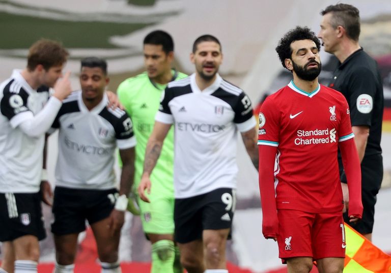 محمد صلاح نجم ليفربول هداف الدوري الإنجليزي فشل في التسجيل أمام فولهام يورجن كلوب مع لاعبي ليفربول