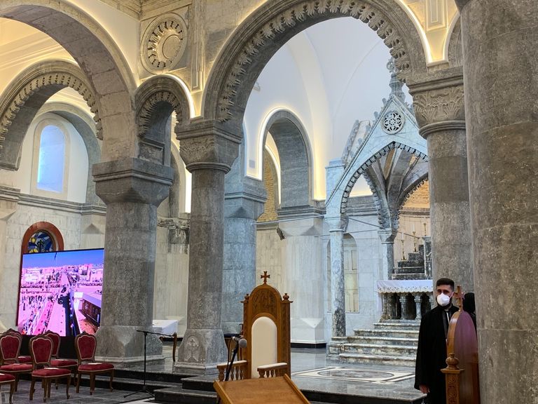 استعدادات كنيسة الطاهرة الكبرى لاستقبال البابا فرنسيس البابا فرنسيس في ساحة