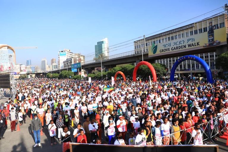جانب من المهرجان الرياضي في إثيوبيا