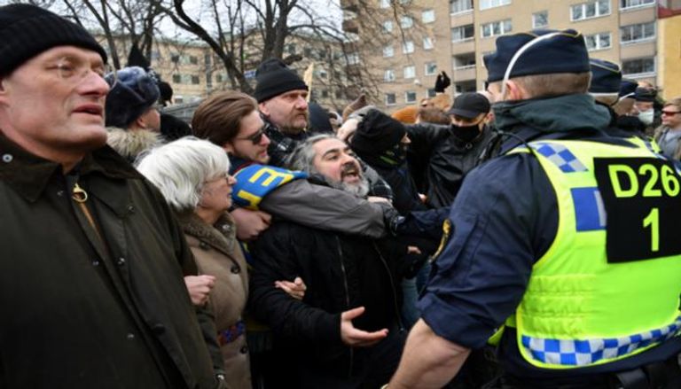 جانب من مظاهرات السويد