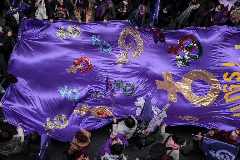 جانب من احتجاجات النساء في تركيا