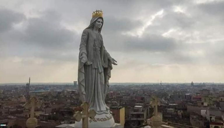 تمثال السيدة العذراء فوق الكنيسة الطاهرة بقرقوش