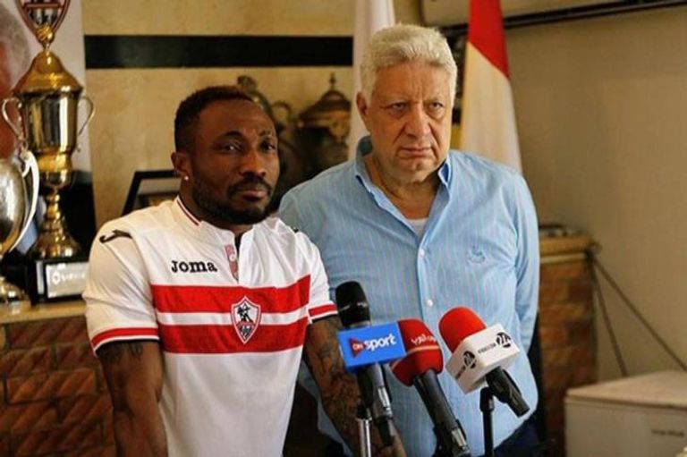 مرتضى منصور وبنجامين أشيمبونج مرتضى منصور رئيس نادي الزمالك السابق