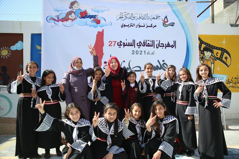 جانب من فعاليات المهرجان الثقافي السنوي بعنوان "فلسطين موطني"