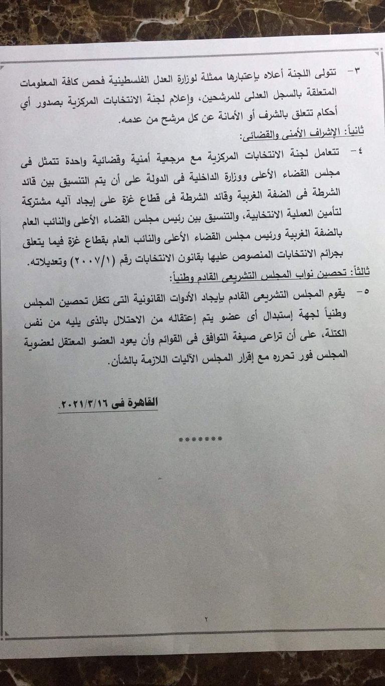 جانب من جلسة الحوار الوطني الفلسطيني بالقاهرة