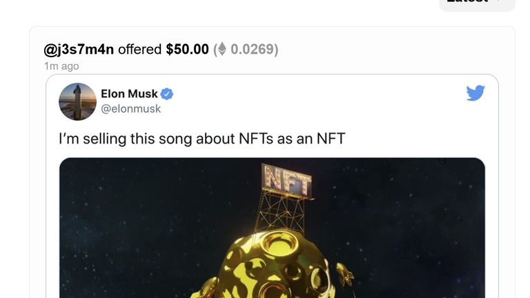 تغريدة إيلون ماسك المعروضة للبيع إيلون ماسك الرئيس التنفيذي لشركة تسلا