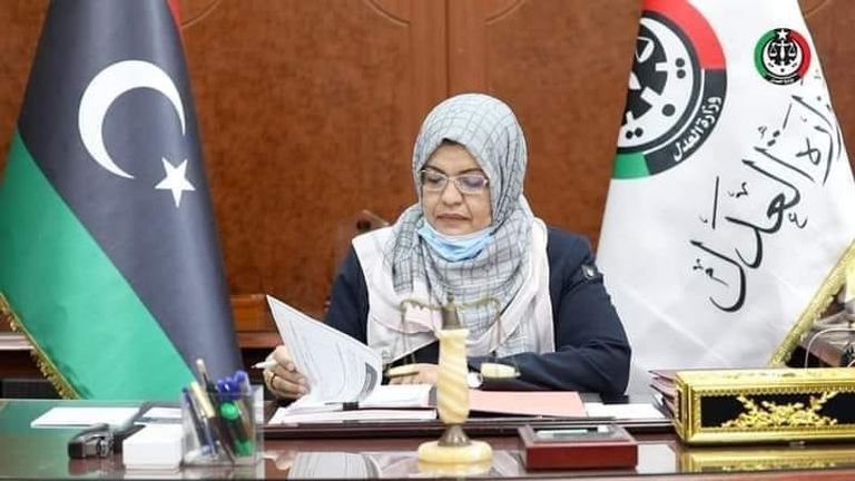 حليمة إبراهيم عبد الرحمن وزيرة العدل بحكومة الوحدة الوطية الليبية