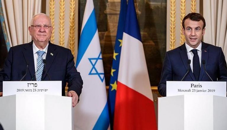 الرئيس الفرنسي ونظيره الإسرائيلي خلال مؤتمر صحفي مشترك