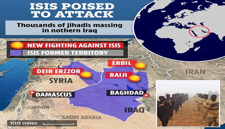 خريطة تظهر مناطق عودة تنظيم داعش 